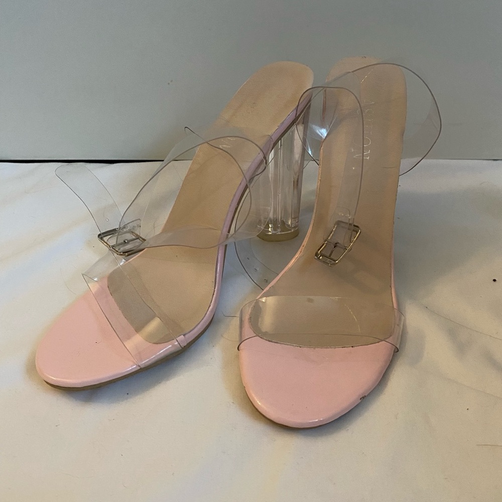 Ashion Women Clear Sandal Block Heels